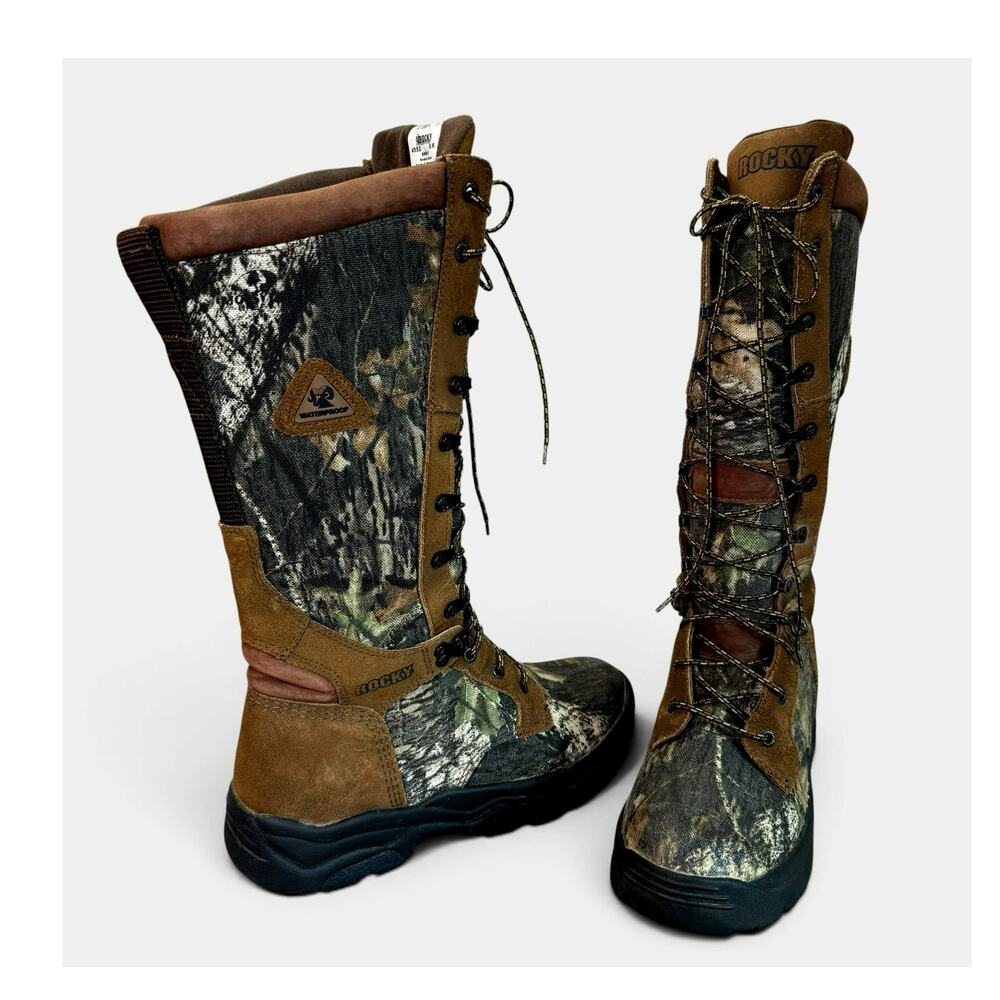 Rocky Swat Snake Boots Unisex 8M Waterproof Camo Mossy Oak Hunting 16" Tall